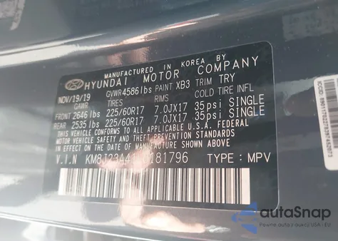 2020 Hyundai Tucson Se from USA, damaged, VIN KM8J23A41LU181796